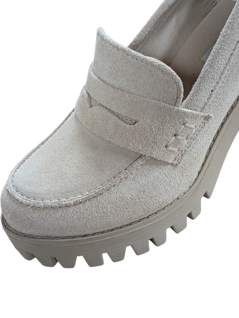 Steve Madden Binary Tan Suede Platform Penny Loafers Size 7 - Picture 4 of 11